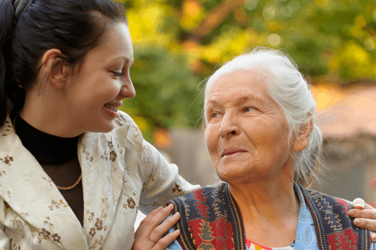 The grandmother with the grand daughter